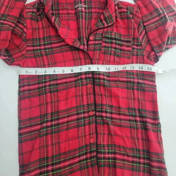 bee & willow Christmas pajamas kids size 8-10 Medium red green plaid - Picture 9 of 12